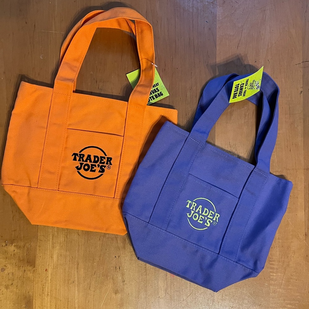 Trader Joe's Orange and Purple Tote Bags